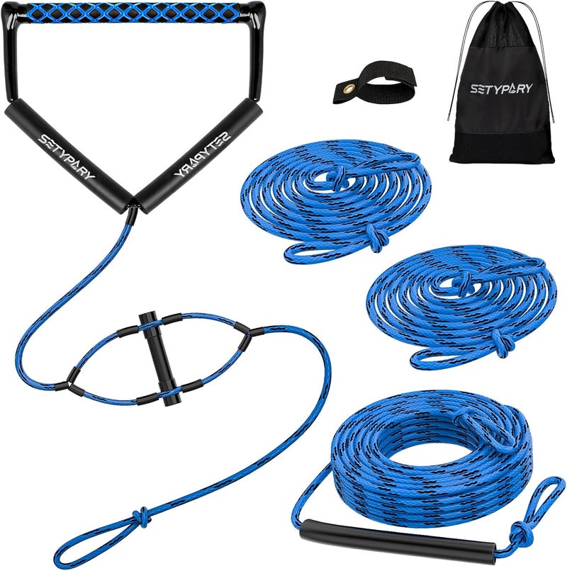 SETYPARY 75FT Wakeboard Rope and Handle, Floating Water Ski Rope for Watersports, 4 Sections Ski Ropes for Water Skiing, Kneeboarding, Wakeboarding - Image 1
